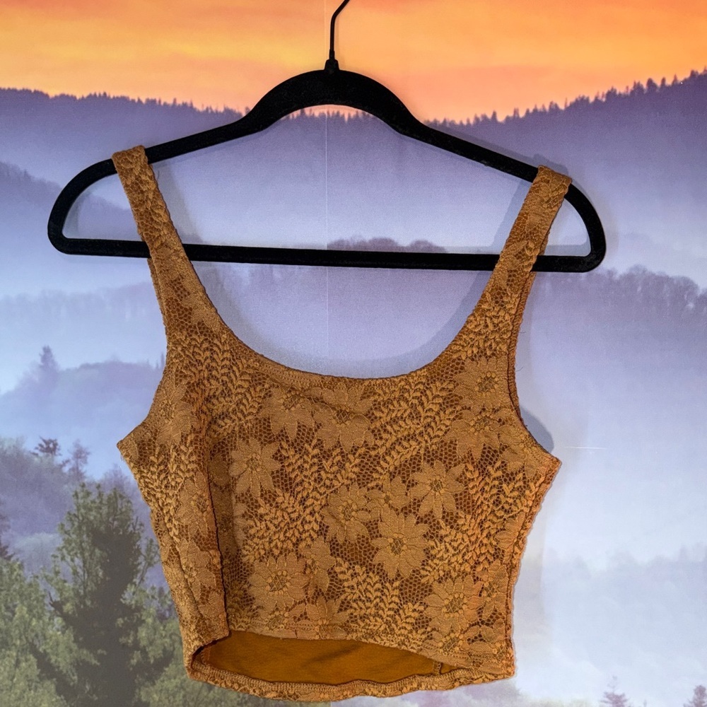 Originality Brown Lace Crop Top - Picture 3 of 3